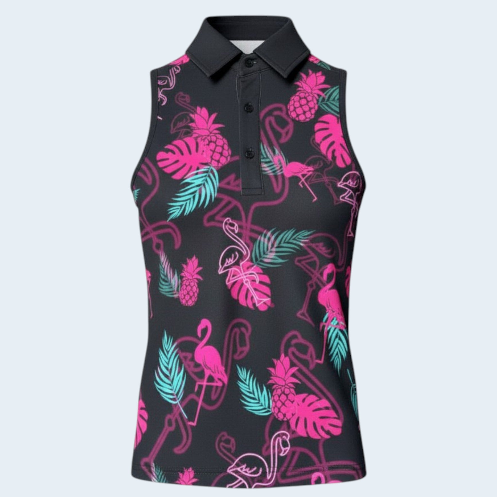 Electric Flamingo Ladies Sleeveless Polo